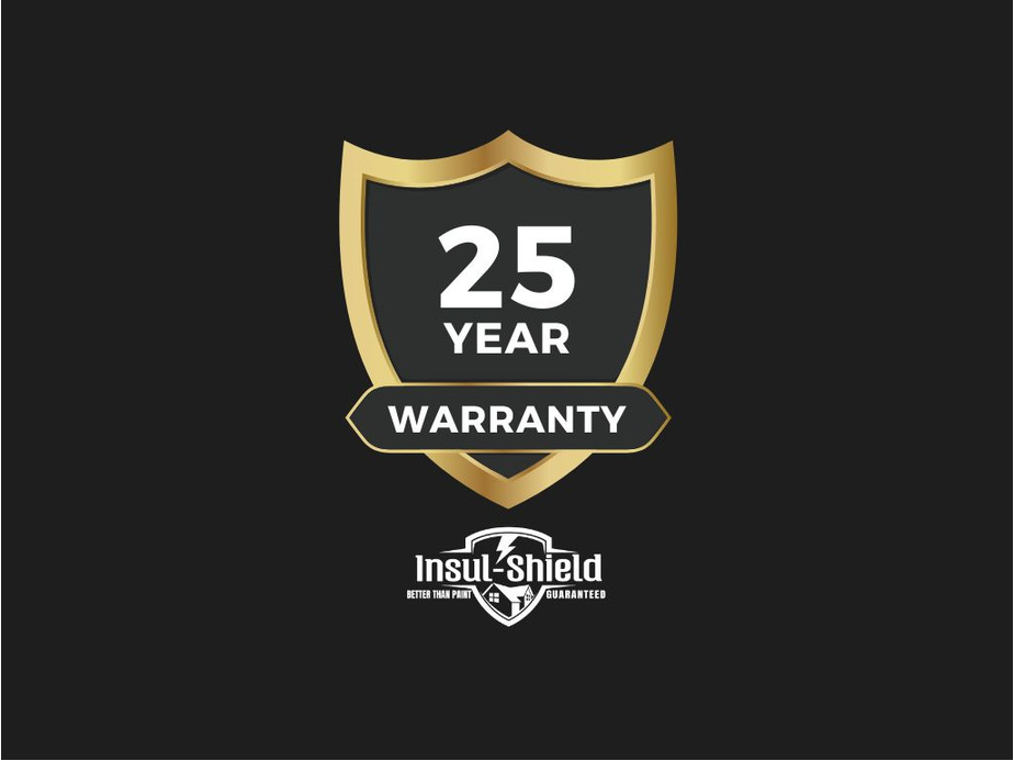 InsulShield 25-year warranty shield logo with gold accents