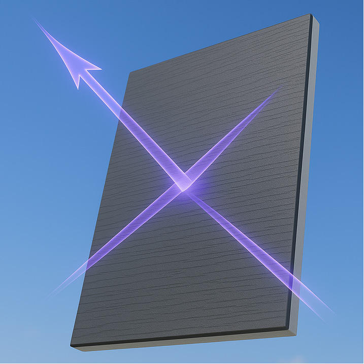 Heat-reflective technology visualization showing UV rays being deflected from InsulShield coating